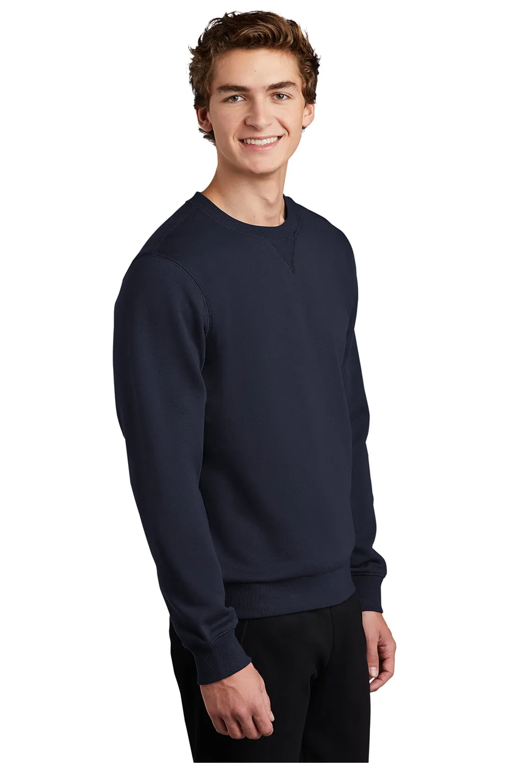 Sport-Tek Mens Shrink Resistant Fleece Crewneck Sweatshirt - True Navy Blue Clothing Sport-Tek