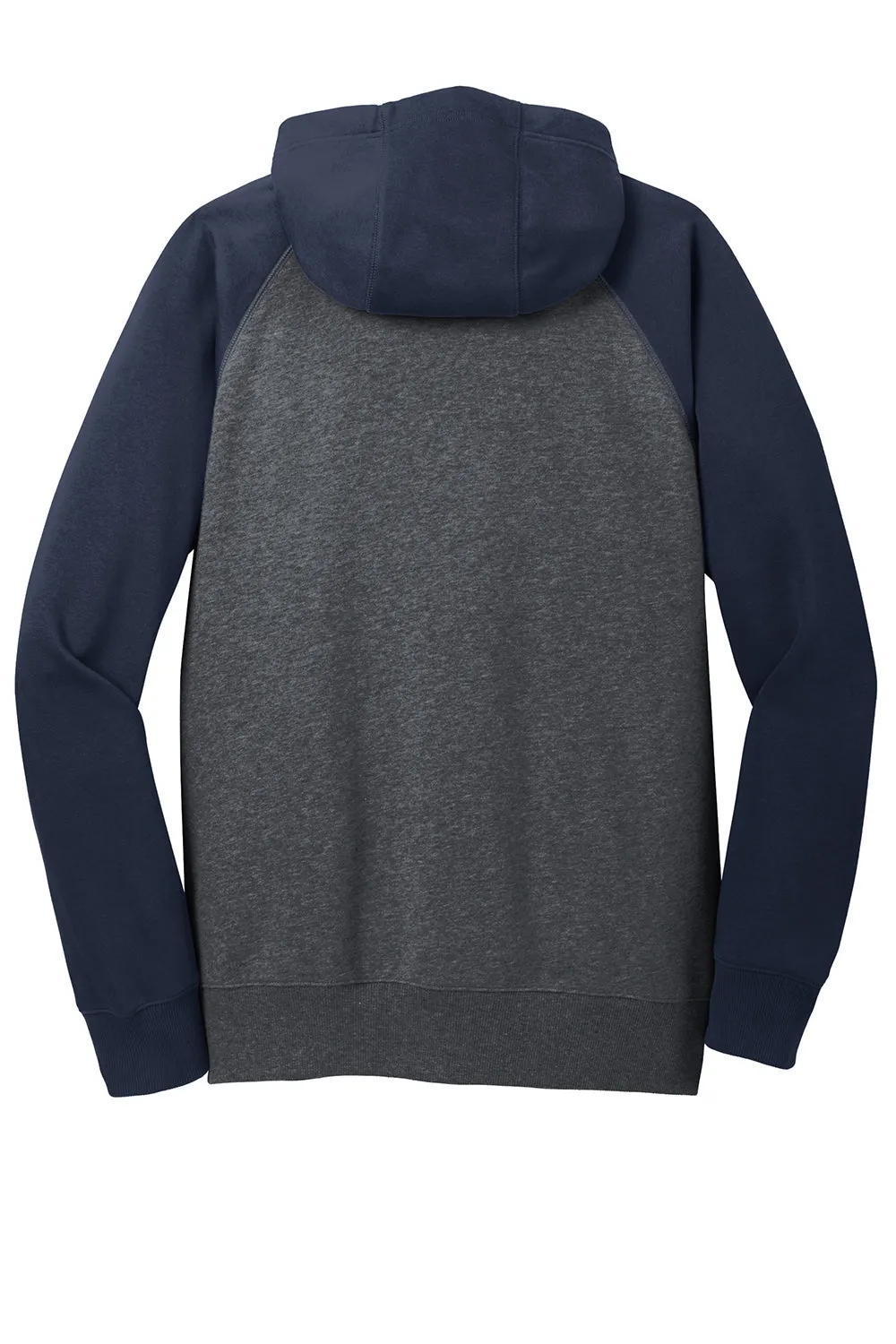 Sport-Tek Mens Shrink Resistant Fleece Full Zip Hooded Sweatshirt Hoodie w/ Pockets - Heather Graphite Grey/True Navy Blue - Closeout
