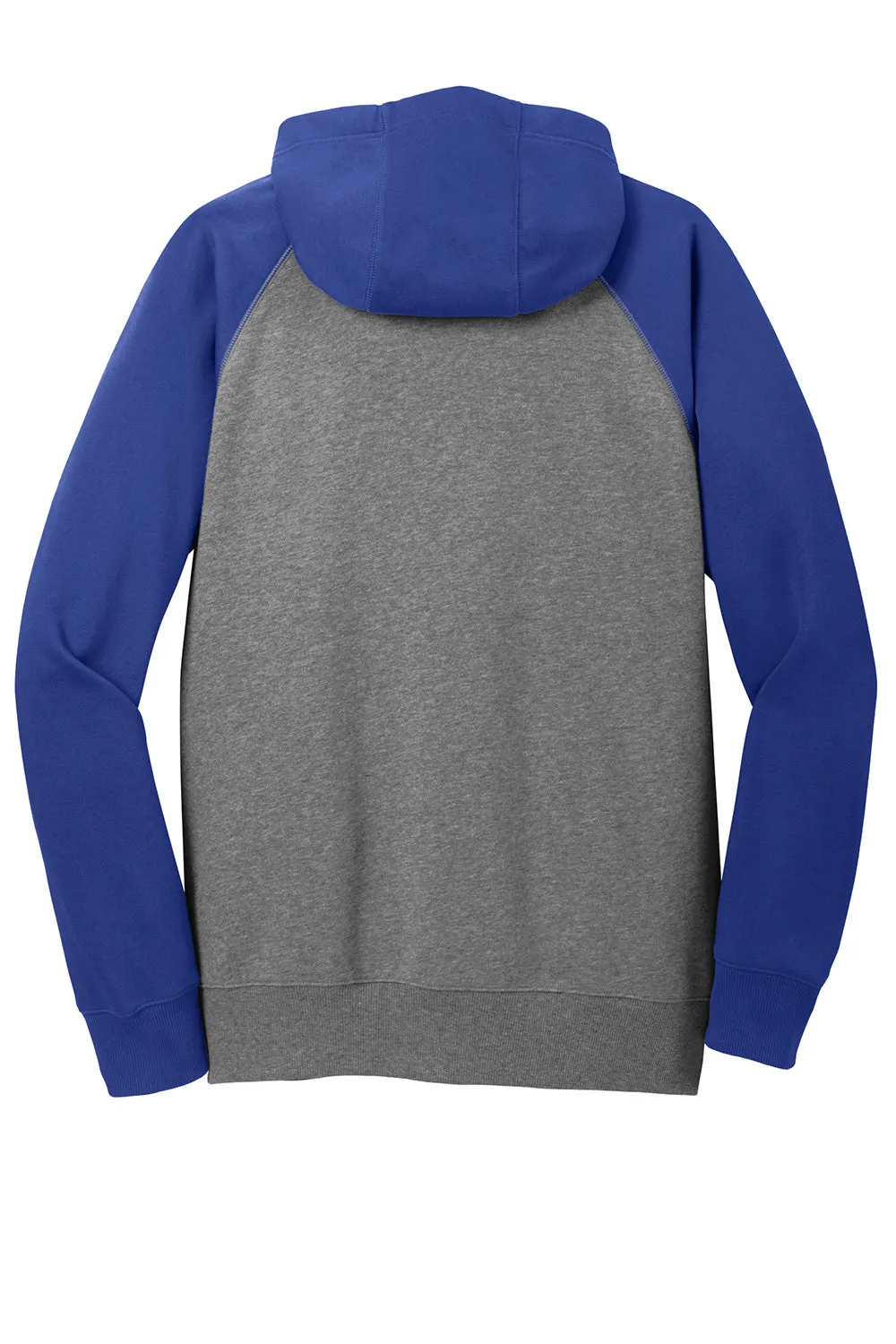 Sport-Tek Mens Shrink Resistant Fleece Full Zip Hooded Sweatshirt Hoodie w/ Pockets - Heather Vintage Grey/True Royal Blue - Closeout