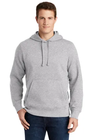 Sport-Tek Mens Shrink Resistant Fleece Hooded Sweatshirt Hoodie w/ Pouch Pocket - Heather Grey Clothing Sport-Tek