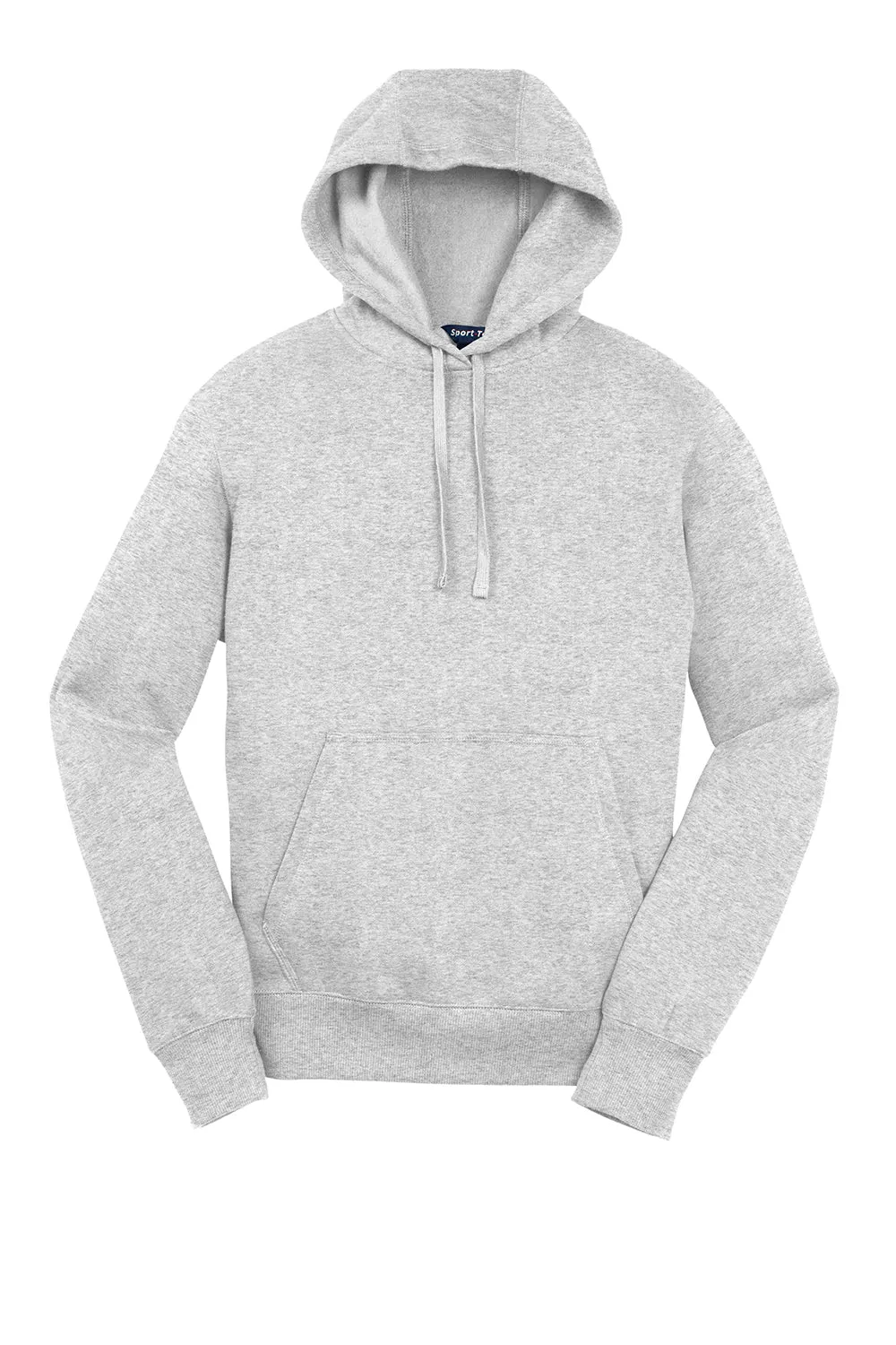 Sport-Tek Mens Shrink Resistant Fleece Hooded Sweatshirt Hoodie w/ Pouch Pocket - Heather Grey Clothing Sport-Tek