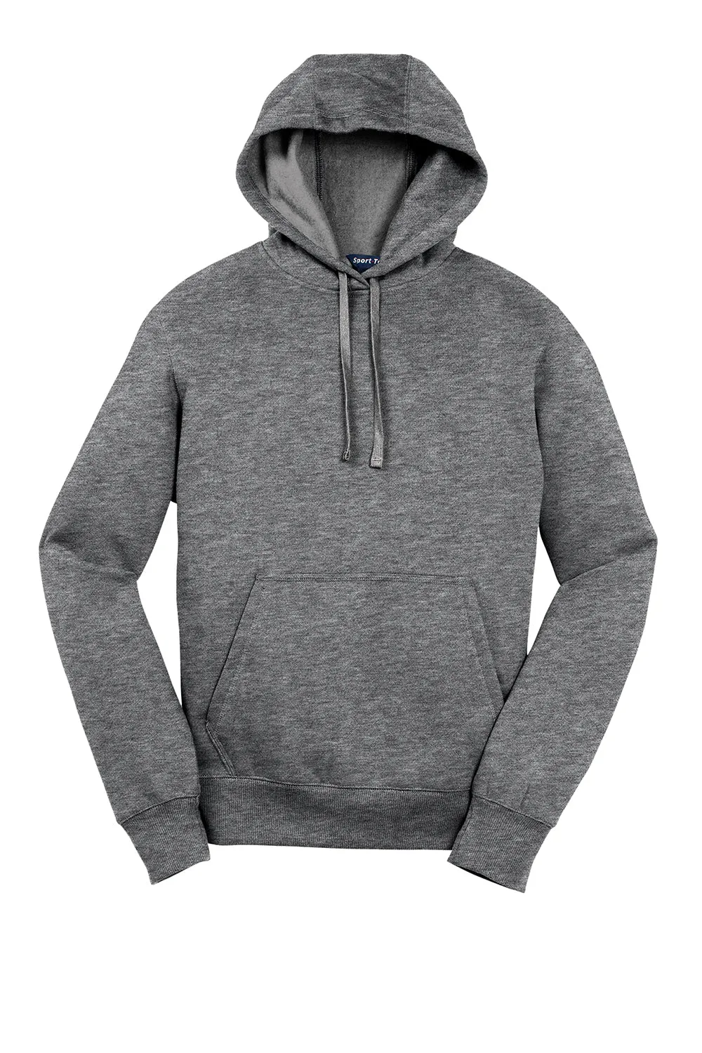 Sport-Tek Mens Shrink Resistant Fleece Hooded Sweatshirt Hoodie w/ Pouch Pocket - Heather Vintage Grey