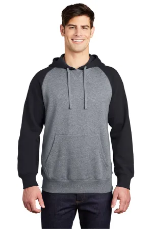 Sport-Tek Mens Shrink Resistant Fleece Hooded Sweatshirt Hoodie w/ Pouch Pocket - Heather Vintage Grey/Black Clothing Sport-Tek