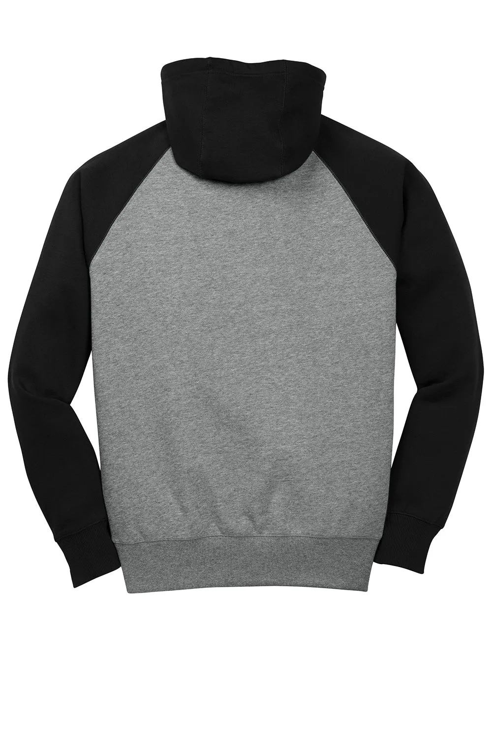 Sport-Tek Mens Shrink Resistant Fleece Hooded Sweatshirt Hoodie w/ Pouch Pocket - Heather Vintage Grey/Black Clothing Sport-Tek