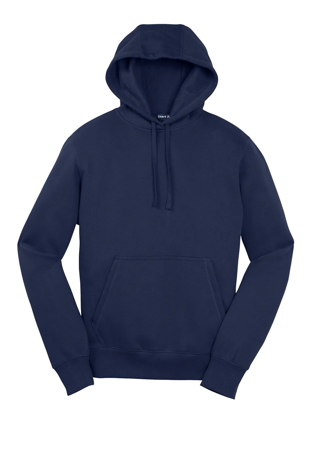 Sport-Tek Mens Shrink Resistant Fleece Hooded Sweatshirt Hoodie w/ Pouch Pocket - True Navy Blue