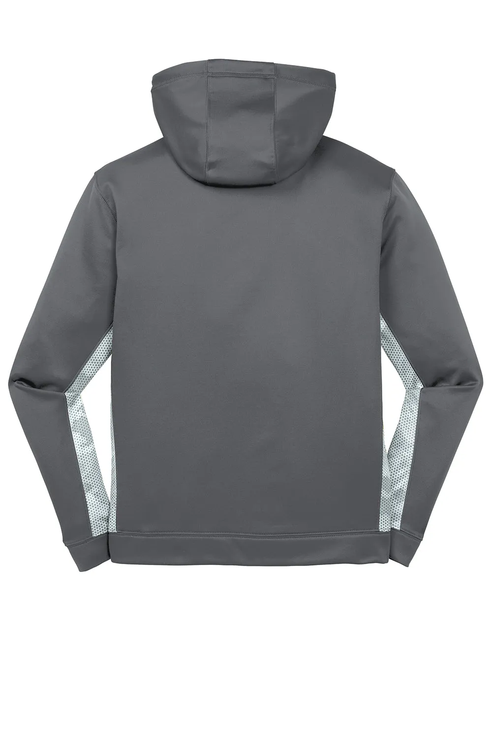 Sport-Tek Mens Sport-Wick CamoHex Moisture Wicking Fleece Hooded Sweatshirt Hoodie w/ Pouch Pocket - Dark Smoke Grey/White Clothing Sport-Tek