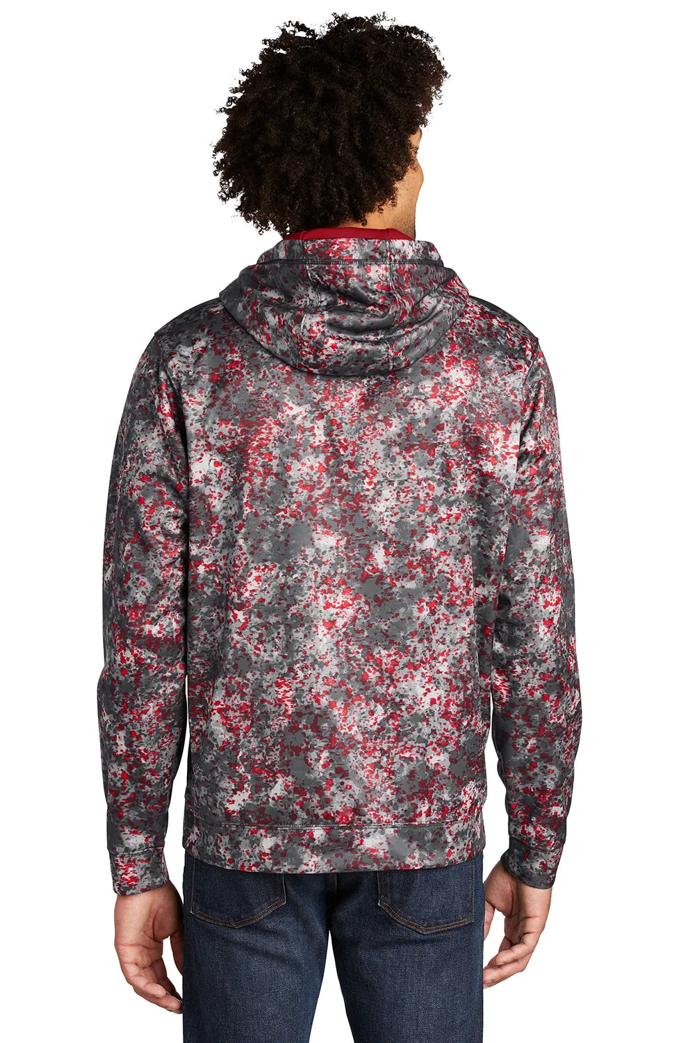 Sport-Tek Mens Sport-Wick Mineral Freeze Moisture Wicking Fleece Hooded Sweatshirt Hoodie w/ Pouch Pocket - Deep Red Clothing Sport-Tek