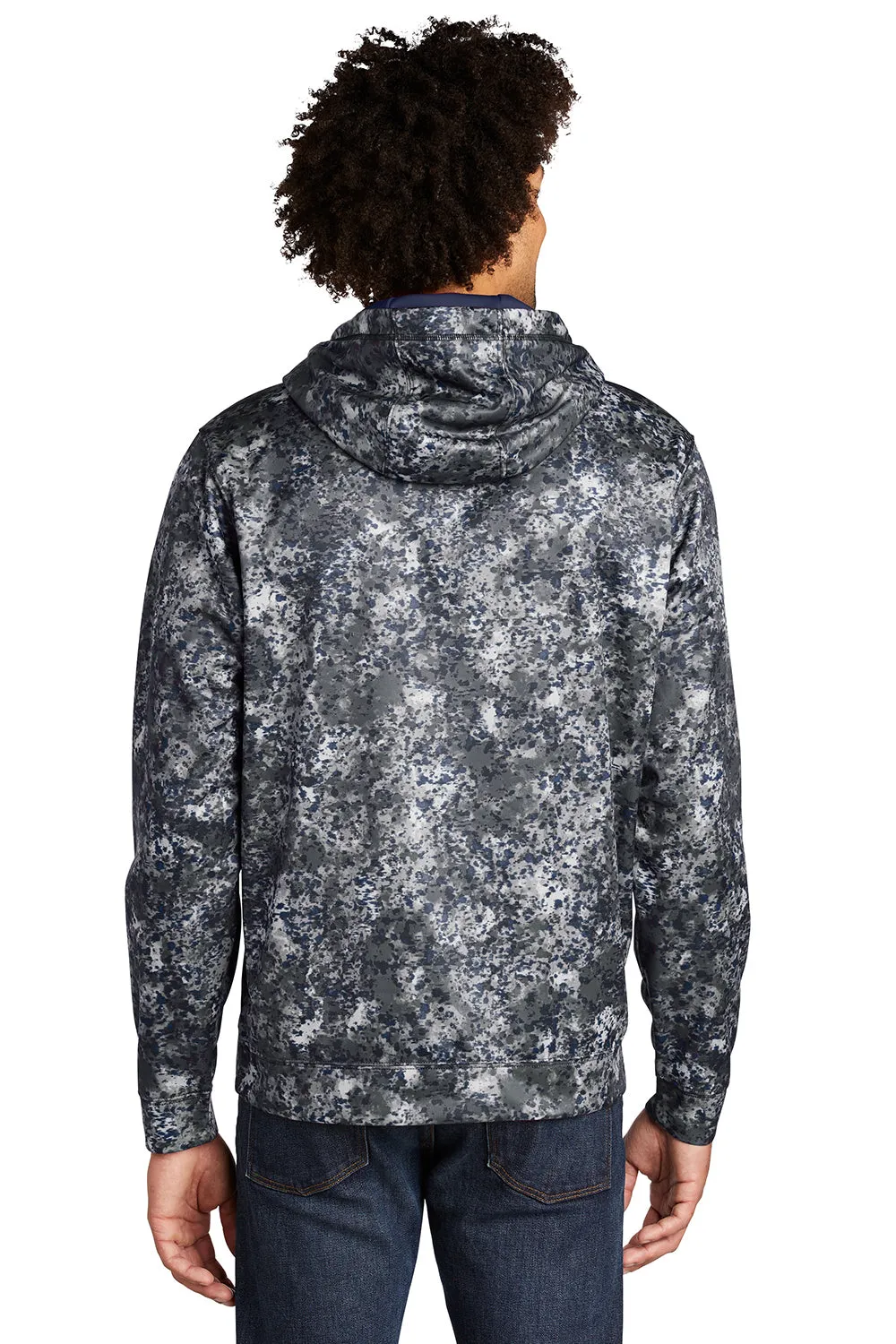 Sport-Tek Mens Sport-Wick Mineral Freeze Moisture Wicking Fleece Hooded Sweatshirt Hoodie w/ Pouch Pocket - True Navy Blue Clothing Sport-Tek