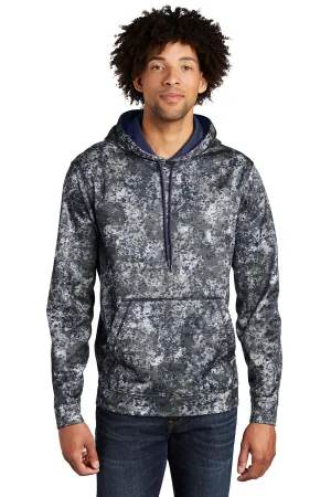 Sport-Tek Mens Sport-Wick Mineral Freeze Moisture Wicking Fleece Hooded Sweatshirt Hoodie w/ Pouch Pocket - True Navy Blue Clothing Sport-Tek