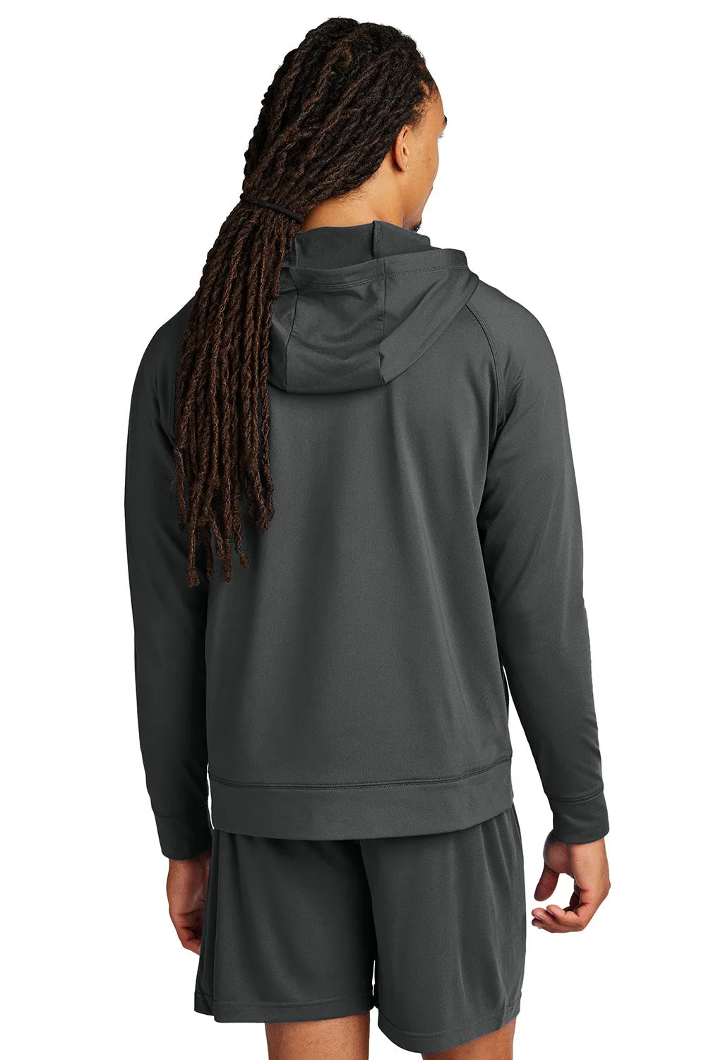 Sport-Tek Mens Sport-Wick Moisture Wicking 1/4 Zip Hooded Sweatshirt Hoodie w/ Pouch Pocket - Charcoal Grey