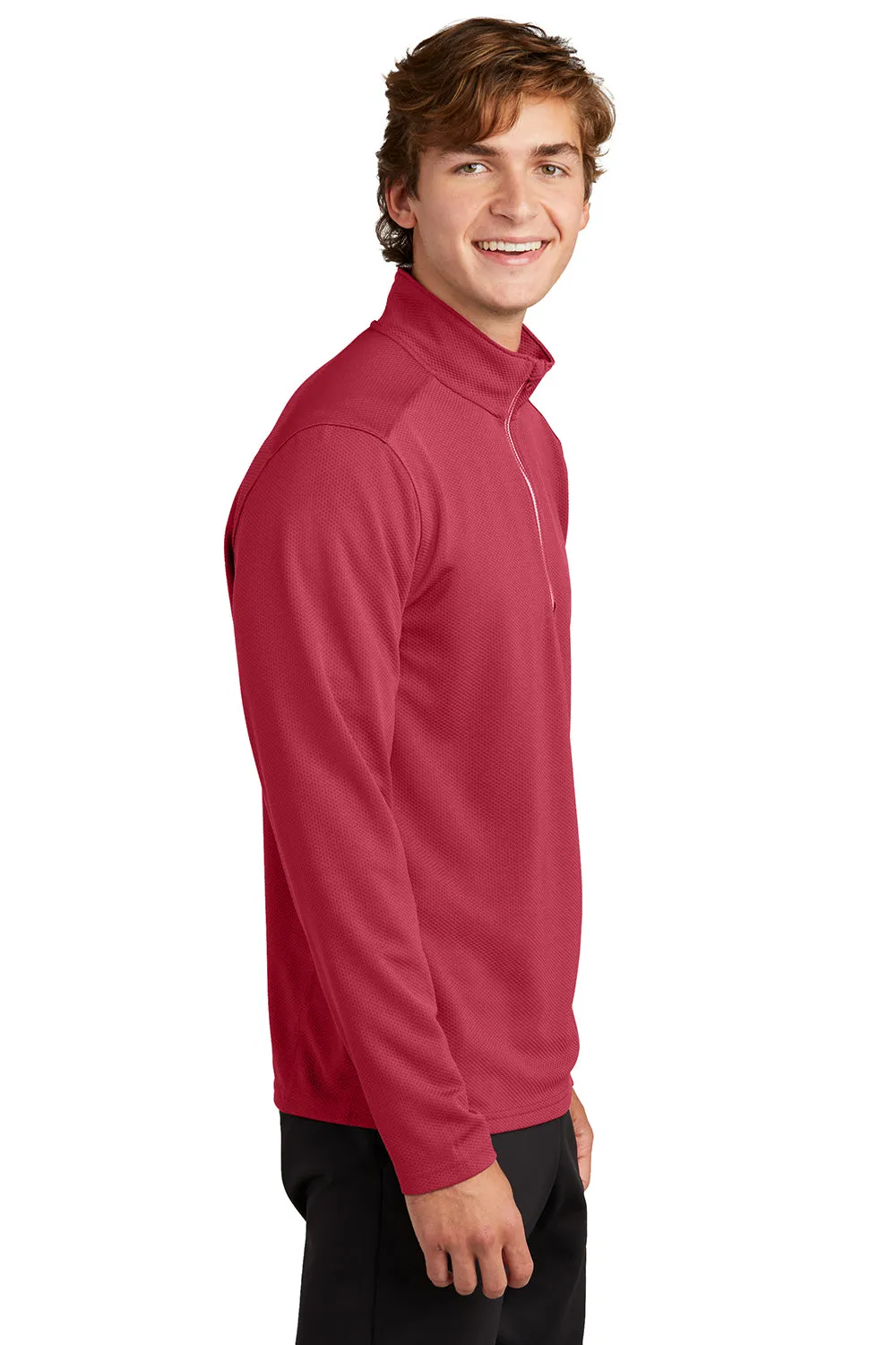 Sport-Tek Mens Sport-Wick Moisture Wicking 1/4 Zip Sweatshirt - Deep Red