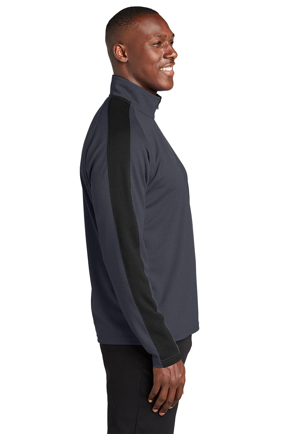 Sport-Tek Mens Sport-Wick Moisture Wicking 1/4 Zip Sweatshirt - Iron Grey/Black - Closeout