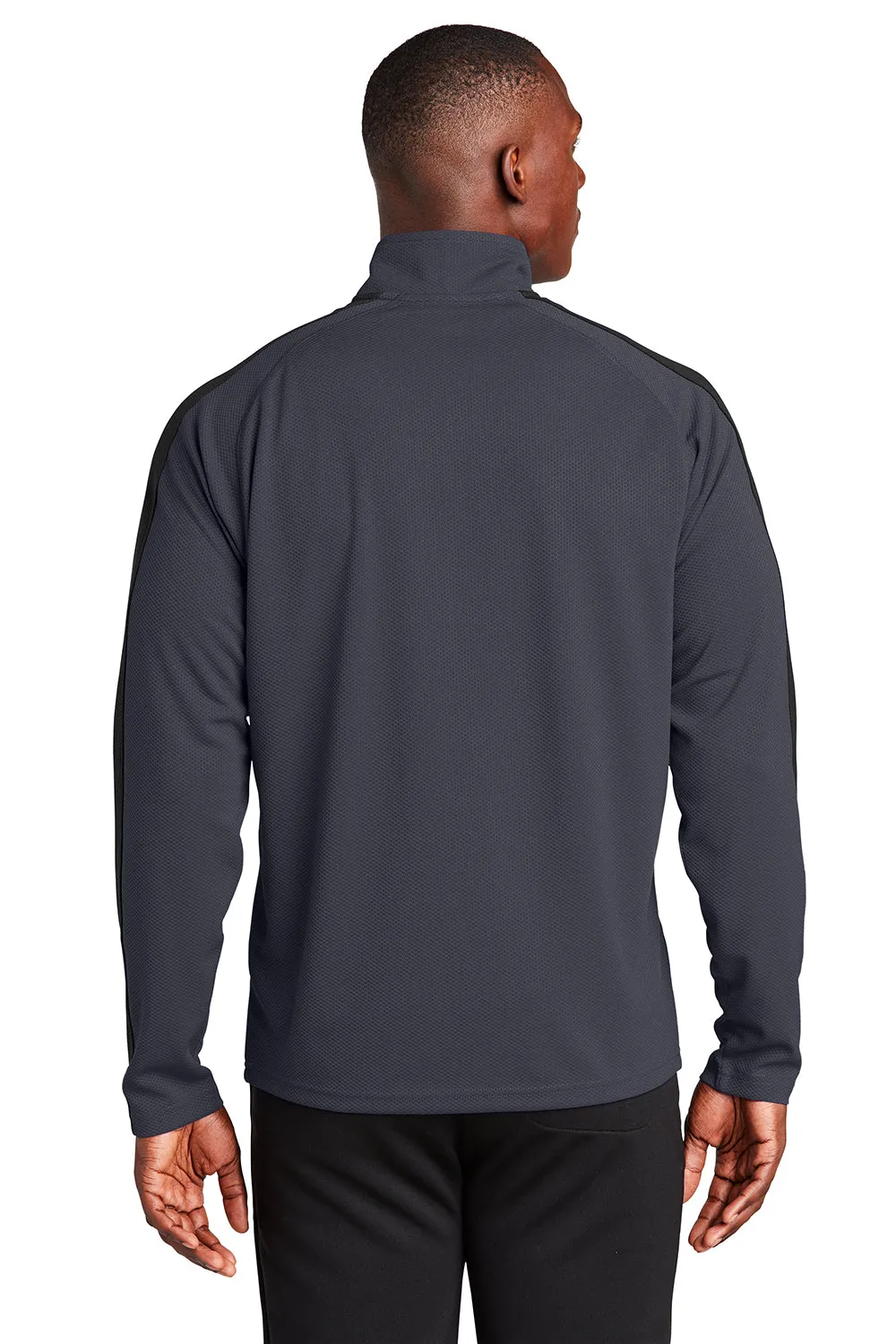Sport-Tek Mens Sport-Wick Moisture Wicking 1/4 Zip Sweatshirt - Iron Grey/Black - Closeout