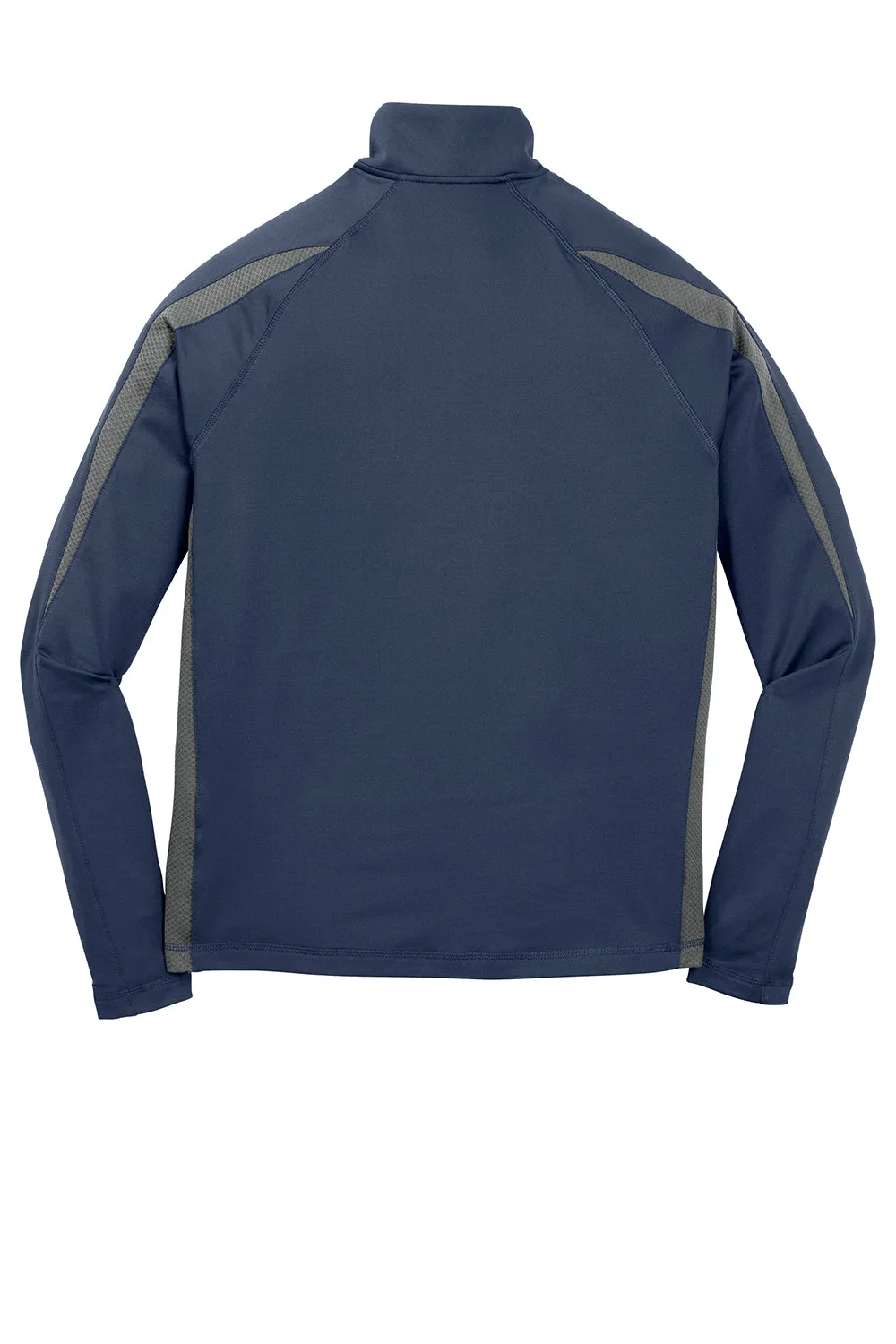 Sport-Tek Mens Sport-Wick Moisture Wicking 1/4 Zip Sweatshirt - True Navy Blue/Charcoal Grey