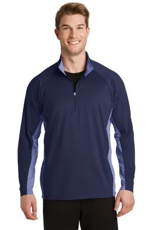 Sport-Tek Mens Sport-Wick Moisture Wicking 1/4 Zip Sweatshirt - True Navy Blue/Heather True Navy Blue Clothing Sport-Tek