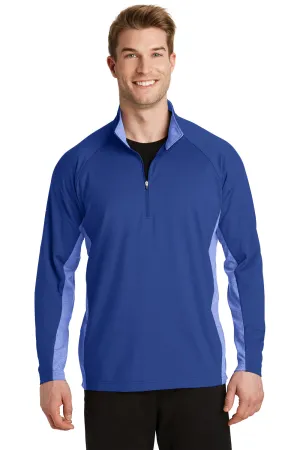 Sport-Tek Mens Sport-Wick Moisture Wicking 1/4 Zip Sweatshirt - True Royal Blue/Heather True Royal Blue - Closeout Clothing Sport-Tek