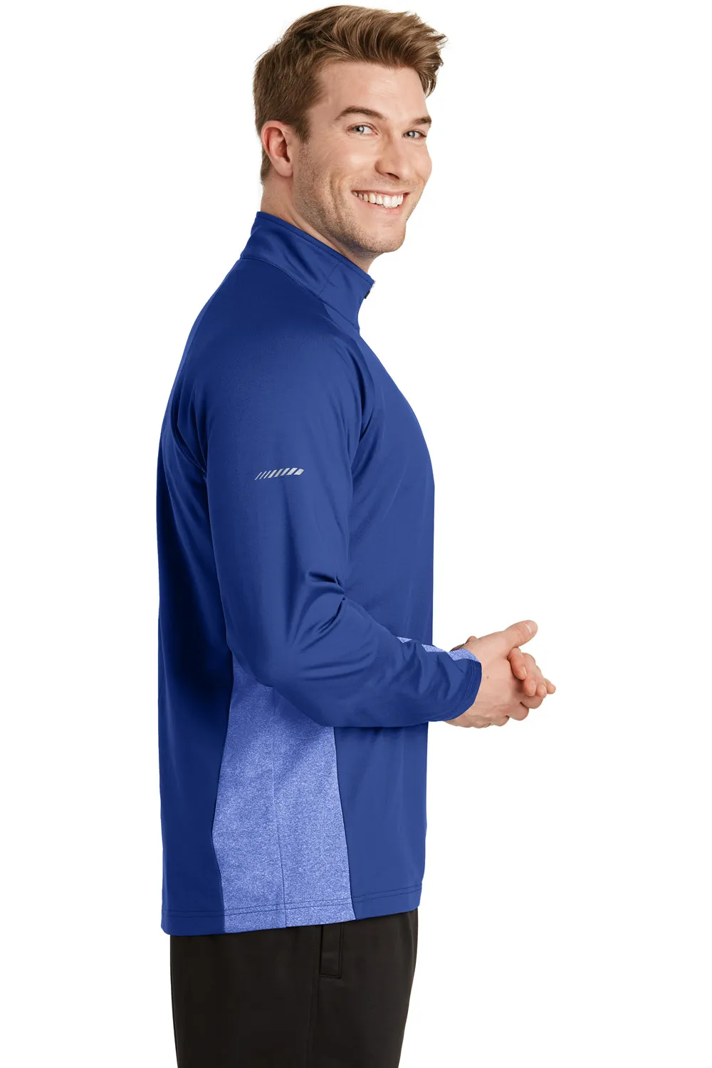 Sport-Tek Mens Sport-Wick Moisture Wicking 1/4 Zip Sweatshirt - True Royal Blue/Heather True Royal Blue - Closeout Clothing Sport-Tek