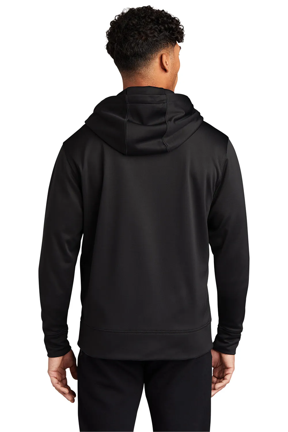 Sport-Tek Mens Sport-Wick Moisture Wicking Fleece Full Zip Hooded Sweatshirt Hoodie w/ Pouch Pocket - Black