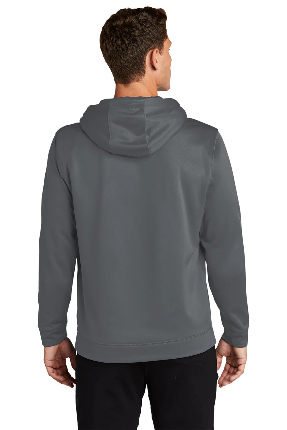 Sport-Tek Mens Sport-Wick Moisture Wicking Fleece Hooded Sweatshirt Hoodie w/ Pouch Pocket - Dark Smoke Grey