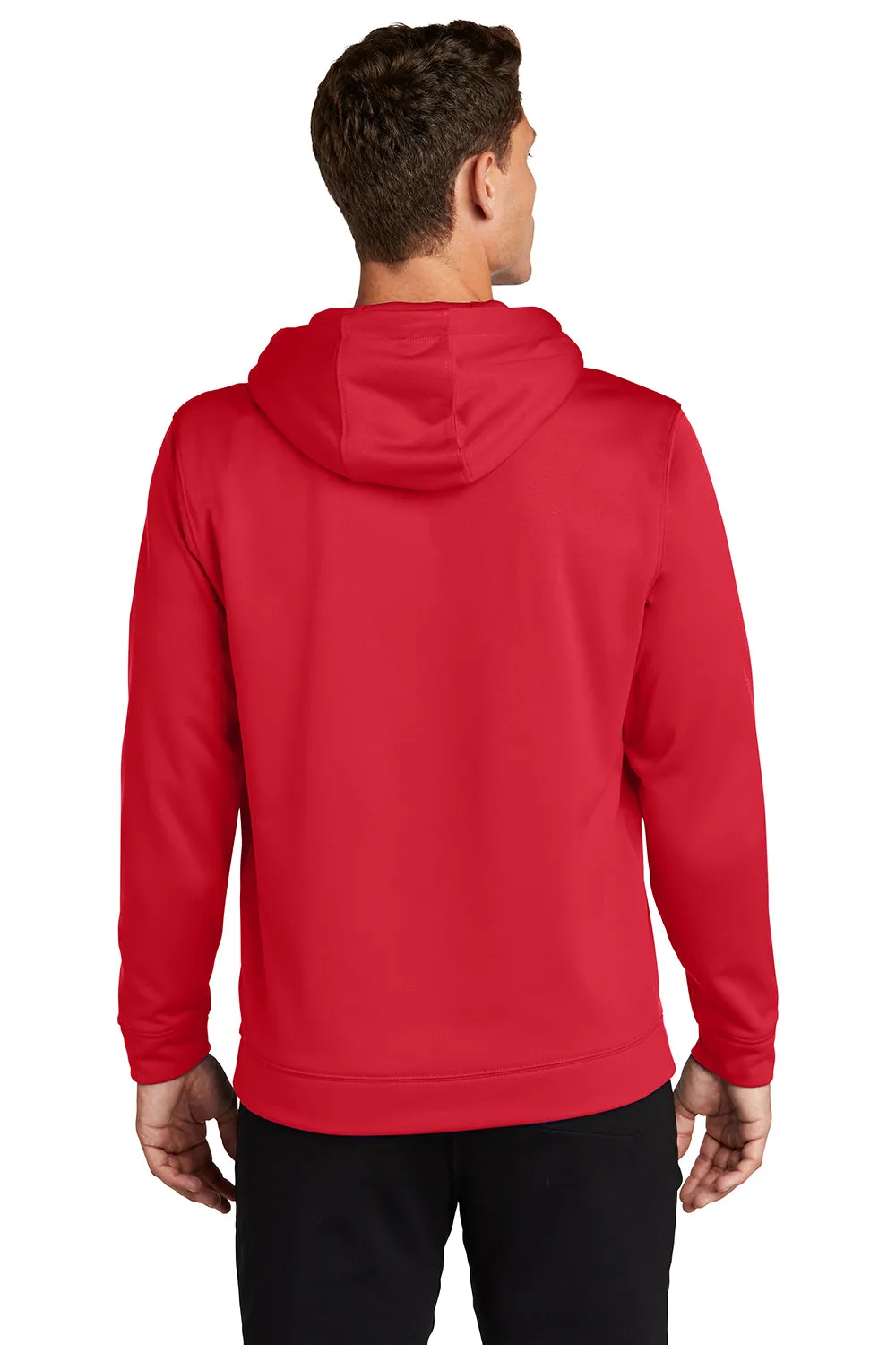 Sport-Tek Mens Sport-Wick Moisture Wicking Fleece Hooded Sweatshirt Hoodie w/ Pouch Pocket - Deep Red