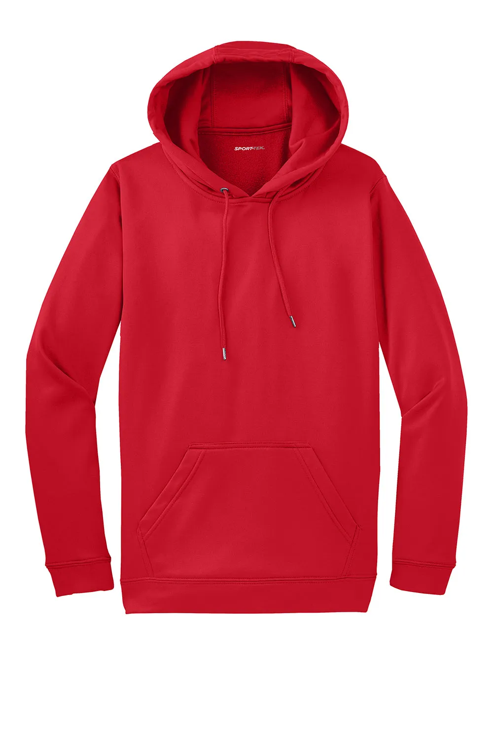 Sport-Tek Mens Sport-Wick Moisture Wicking Fleece Hooded Sweatshirt Hoodie w/ Pouch Pocket - Deep Red