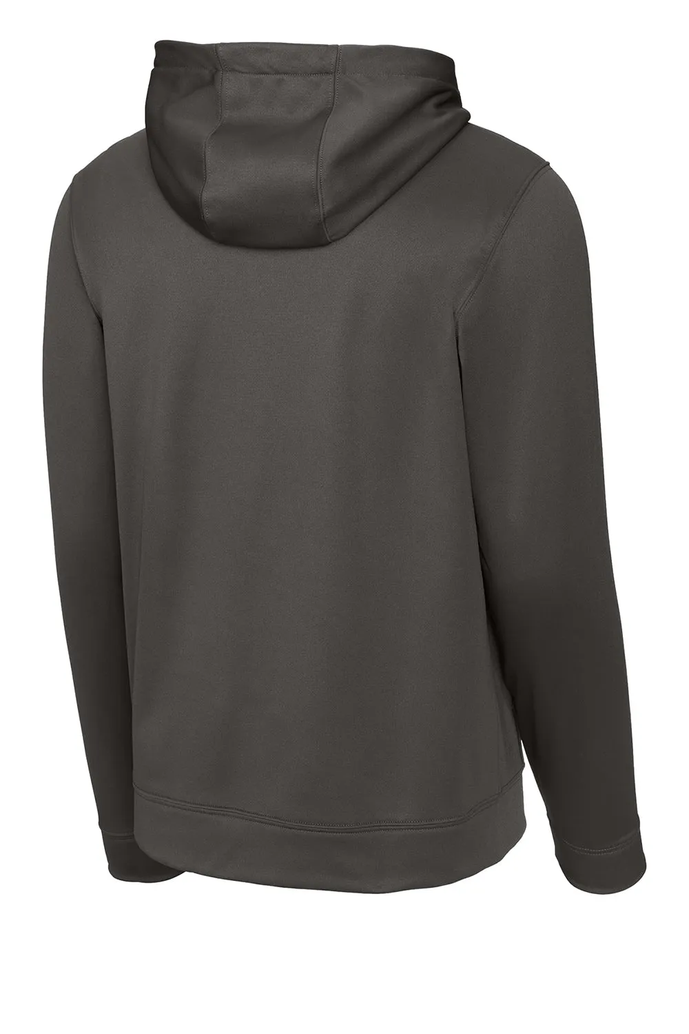 Sport-Tek Mens Sport-Wick Moisture Wicking Fleece Hooded Sweatshirt Hoodie w/ Pouch Pocket - Iron Grey