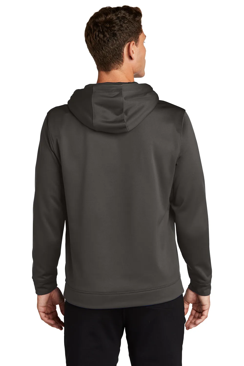 Sport-Tek Mens Sport-Wick Moisture Wicking Fleece Hooded Sweatshirt Hoodie w/ Pouch Pocket - Iron Grey