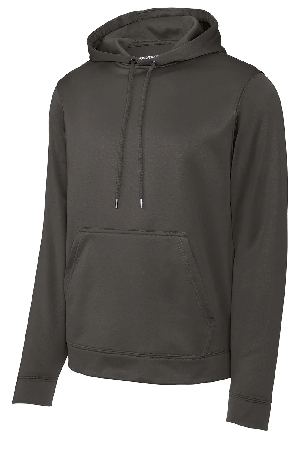 Sport-Tek Mens Sport-Wick Moisture Wicking Fleece Hooded Sweatshirt Hoodie w/ Pouch Pocket - Iron Grey