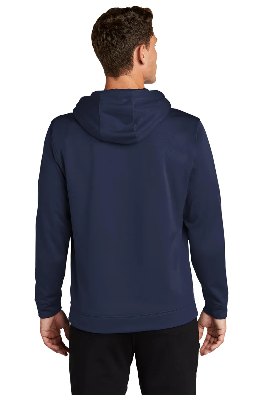 Sport-Tek Mens Sport-Wick Moisture Wicking Fleece Hooded Sweatshirt Hoodie w/ Pouch Pocket - Navy Blue