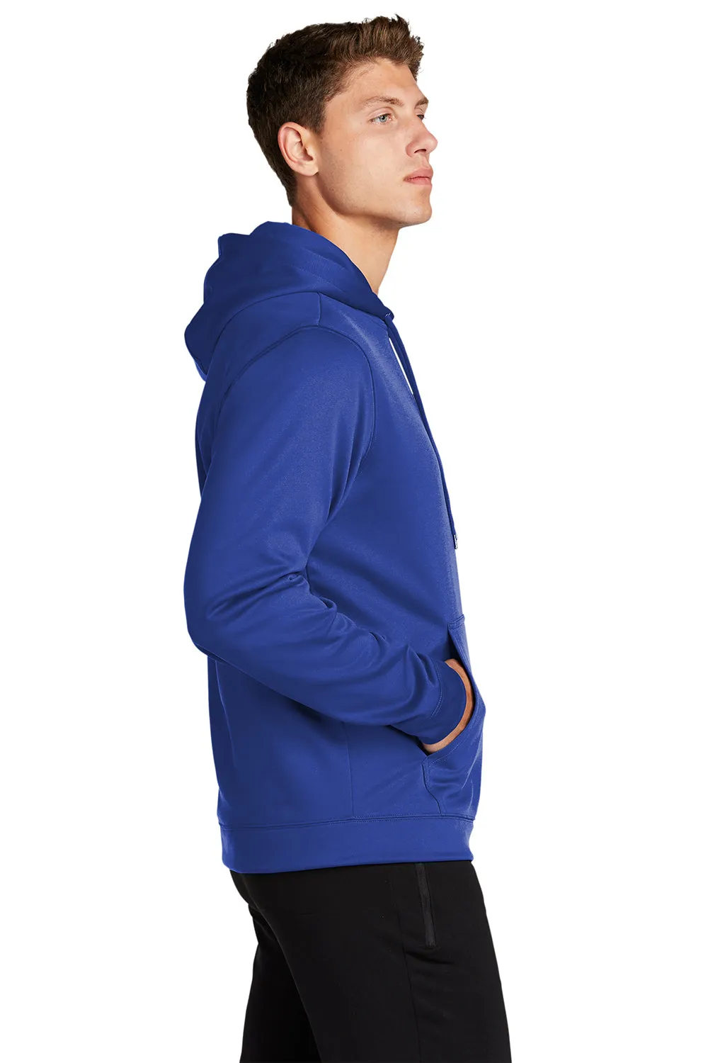 Sport-Tek Mens Sport-Wick Moisture Wicking Fleece Hooded Sweatshirt Hoodie w/ Pouch Pocket - True Royal Blue Clothing Sport-Tek