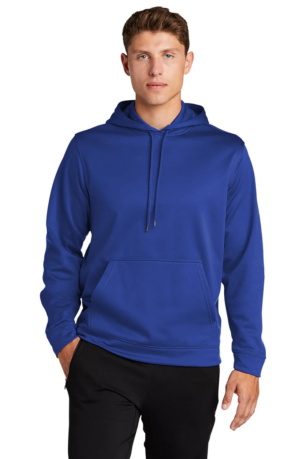 Sport-Tek Mens Sport-Wick Moisture Wicking Fleece Hooded Sweatshirt Hoodie w/ Pouch Pocket - True Royal Blue Clothing Sport-Tek