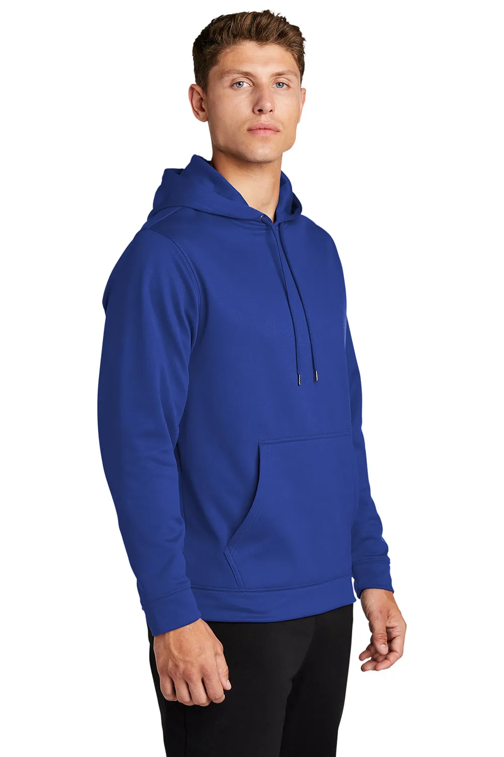Sport-Tek Mens Sport-Wick Moisture Wicking Fleece Hooded Sweatshirt Hoodie w/ Pouch Pocket - True Royal Blue Clothing Sport-Tek