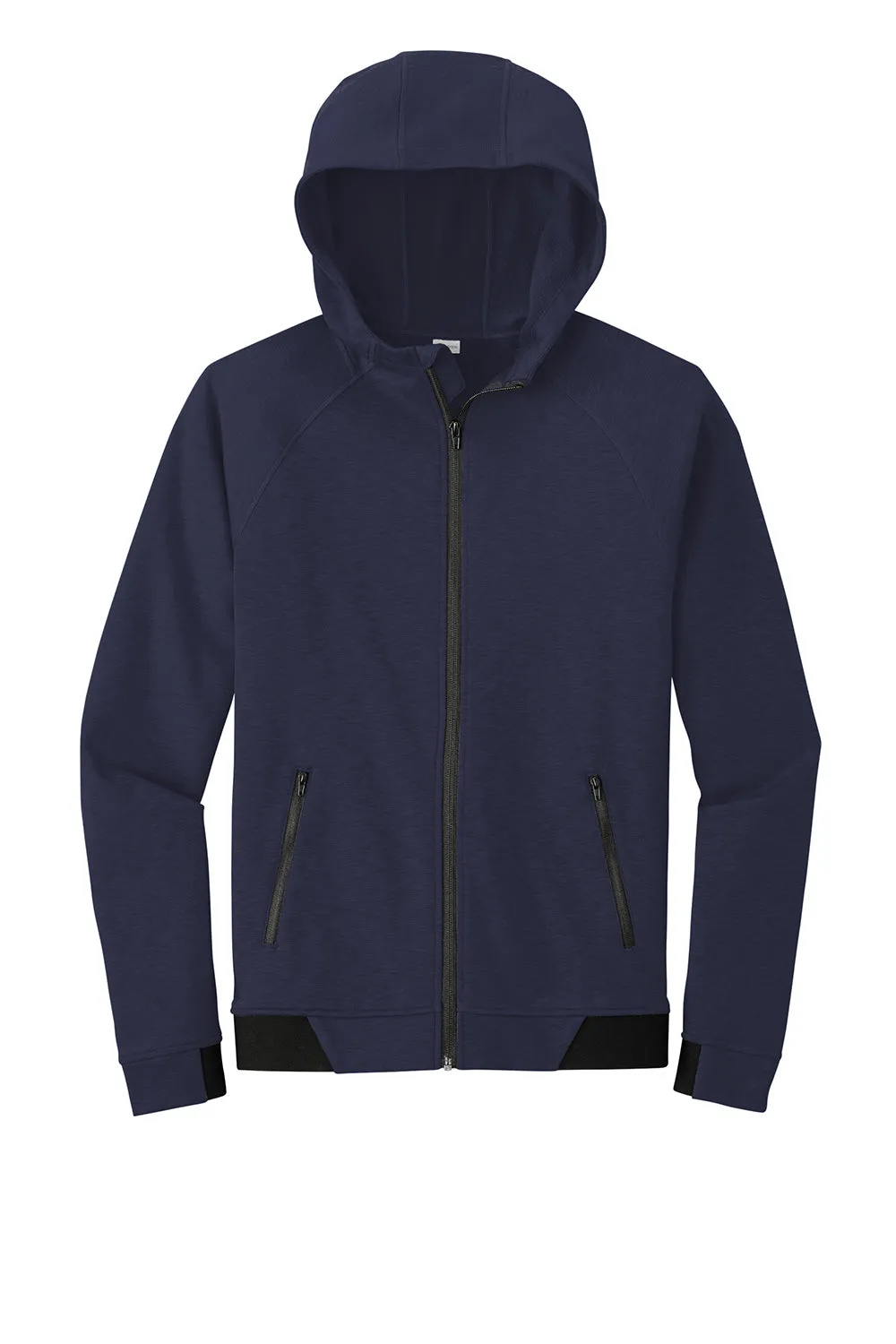 Sport-Tek Mens Strive PosiCharge Full Zip Hooded Sweatshirt Hoodie w/ Pockets - True Navy Blue
