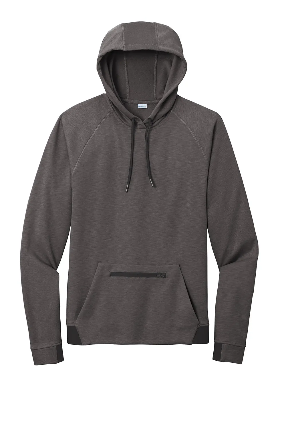Sport-Tek Mens Strive PosiCharge Hooded Sweatshirt Hoodie w/ Pouch Pocket - Graphite Grey
