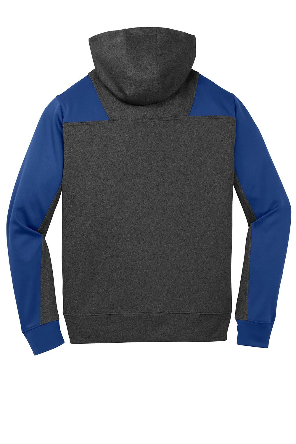 Sport-Tek Mens Tech Moisture Wicking Fleece 1/4 Zip Hooded Sweatshirt Hoodie w/ Patch Pocket - Heather Graphite Grey/True Royal Blue Clothing Sport-Tek