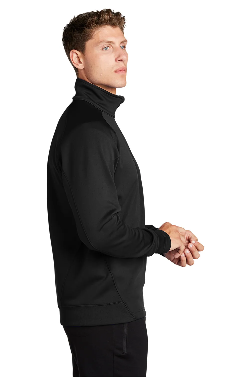 Sport-Tek Mens Tech Moisture Wicking Fleece 1/4 Zip Sweatshirt w/ Pocket - Black