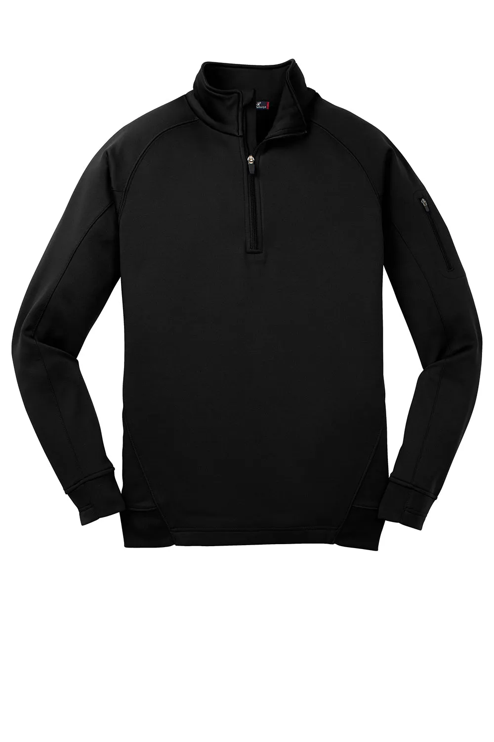 Sport-Tek Mens Tech Moisture Wicking Fleece 1/4 Zip Sweatshirt w/ Pocket - Black