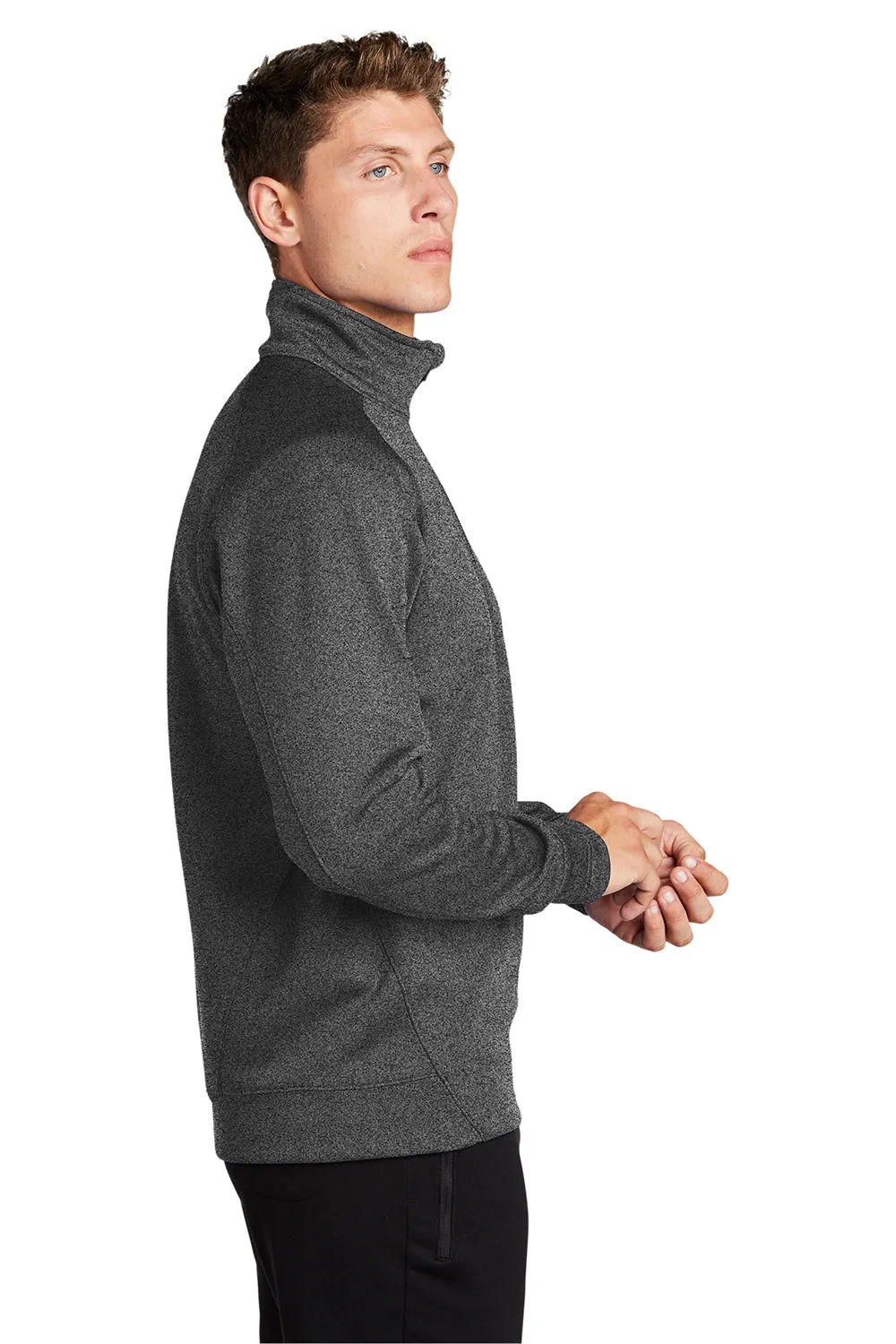 Sport-Tek Mens Tech Moisture Wicking Fleece 1/4 Zip Sweatshirt w/ Pocket - Heather Graphite Grey Clothing Sport-Tek