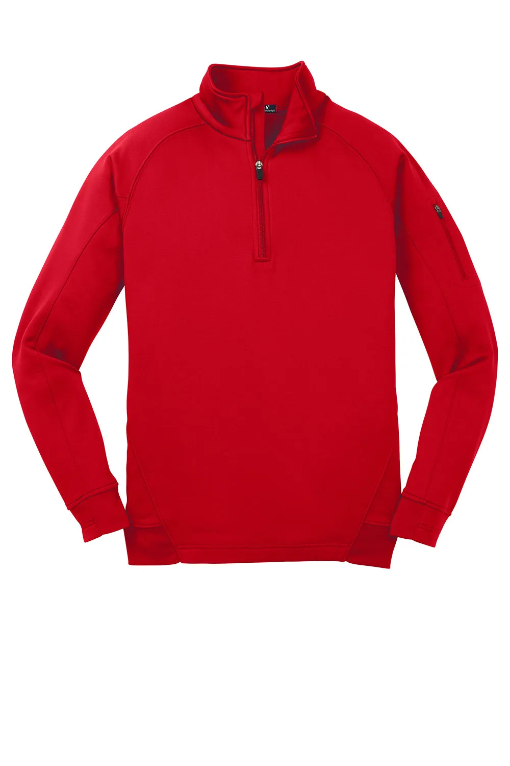 Sport-Tek Mens Tech Moisture Wicking Fleece 1/4 Zip Sweatshirt w/ Pocket - True Red