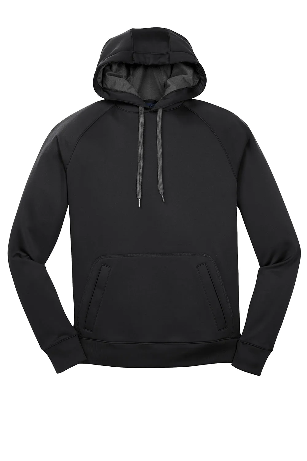 Sport-Tek Mens Tech Moisture Wicking Fleece Hooded Sweatshirt Hoodie w/ Pouch Pocket - Black Clothing Sport-Tek