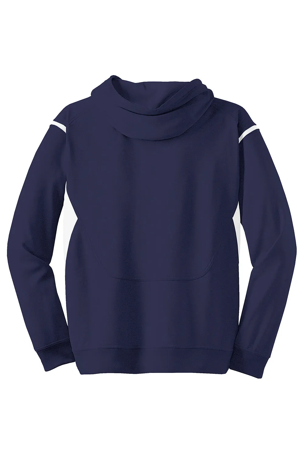 Sport-Tek Mens Tech Moisture Wicking Fleece Hooded Sweatshirt Hoodie w/ Pouch Pocket - True Navy Blue/White Clothing Sport-Tek