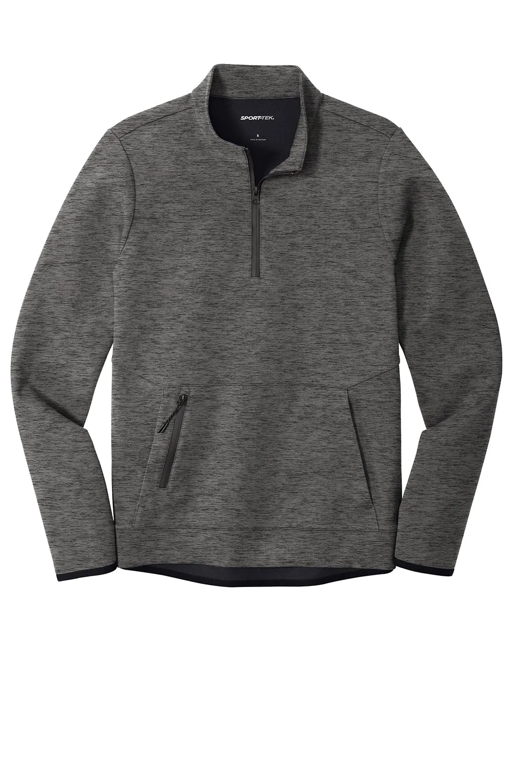 Sport-Tek Mens Triumph Fleece 1/4 Zip Sweatshirt w/ Pouch Pocket - Heather Dark Grey Clothing Sport-Tek