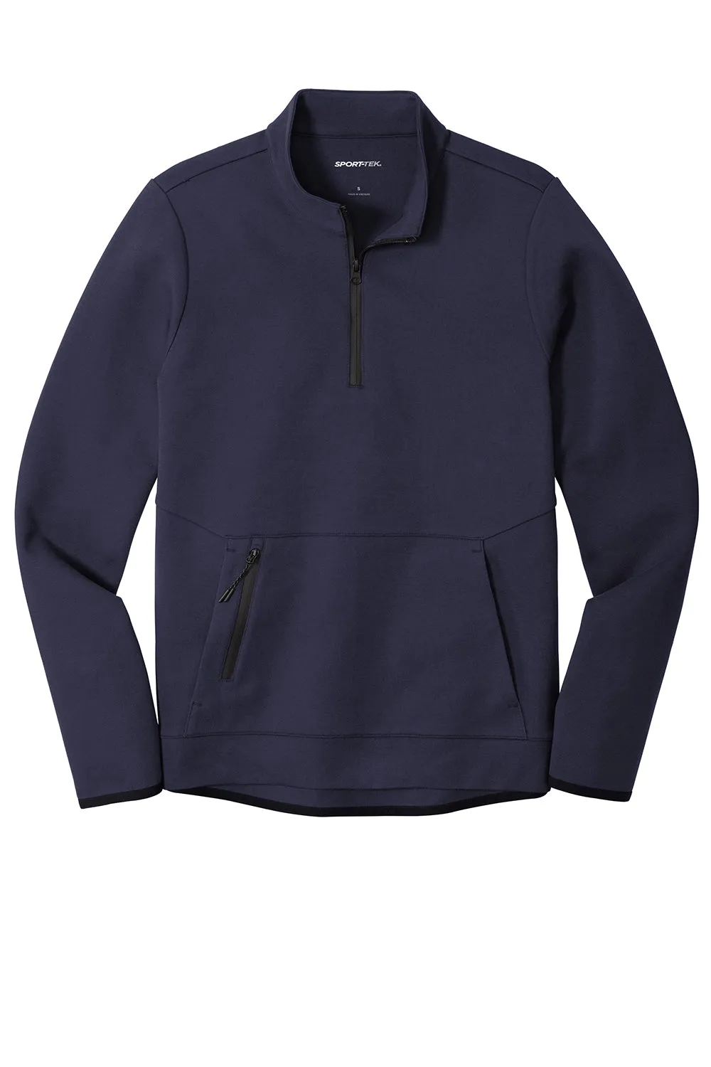 Sport-Tek Mens Triumph Fleece 1/4 Zip Sweatshirt w/ Pouch Pocket - Navy Blue Clothing Sport-Tek