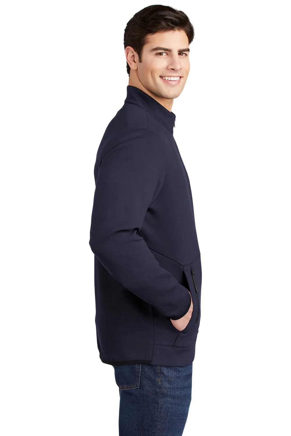 Sport-Tek Mens Triumph Fleece 1/4 Zip Sweatshirt w/ Pouch Pocket - Navy Blue Clothing Sport-Tek