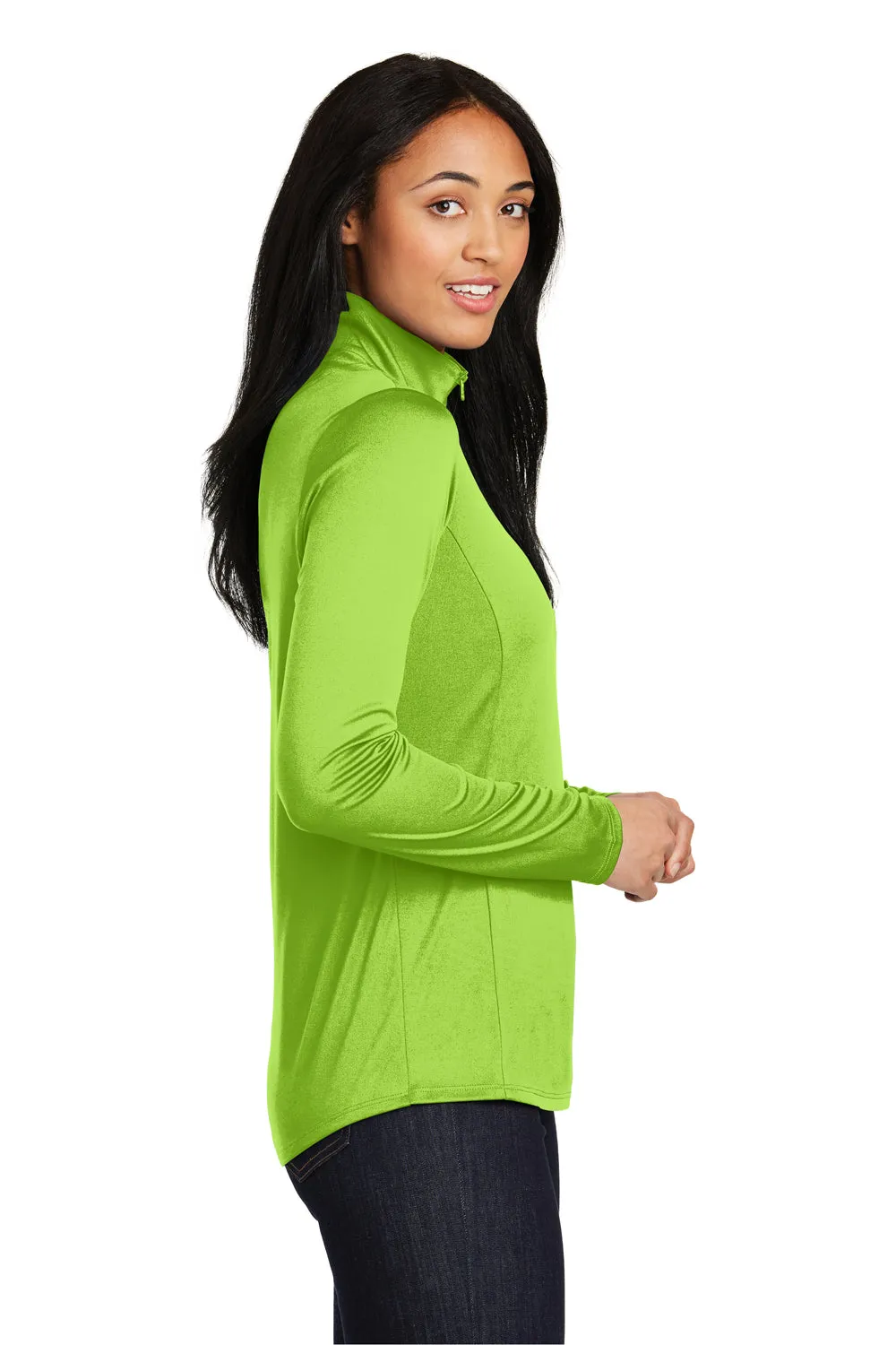 Sport-Tek Womens Competitor Moisture Wicking 1/4 Zip Sweatshirt - Lime Shock Green - Closeout