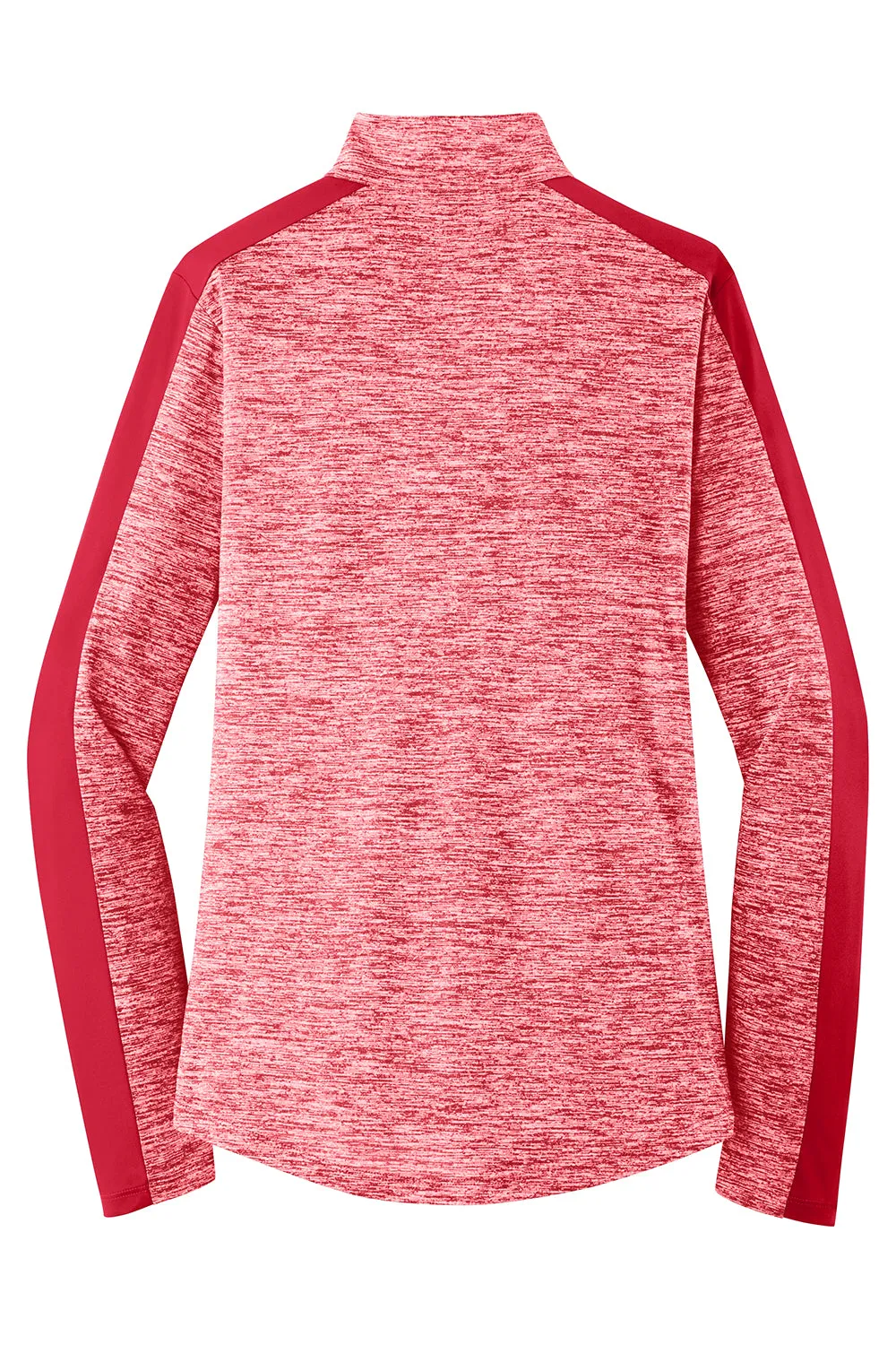 Sport-Tek Womens Electric Heather Moisture Wicking 1/4 Zip Sweatshirt - Deep Red Electric/Deep Red