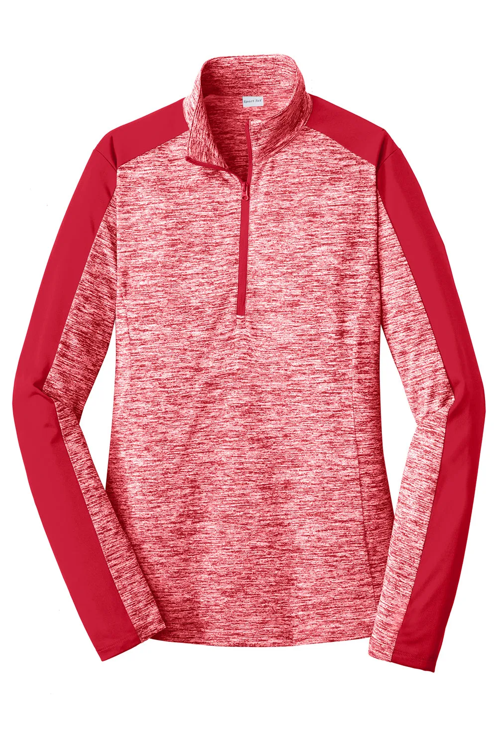 Sport-Tek Womens Electric Heather Moisture Wicking 1/4 Zip Sweatshirt - Deep Red Electric/Deep Red