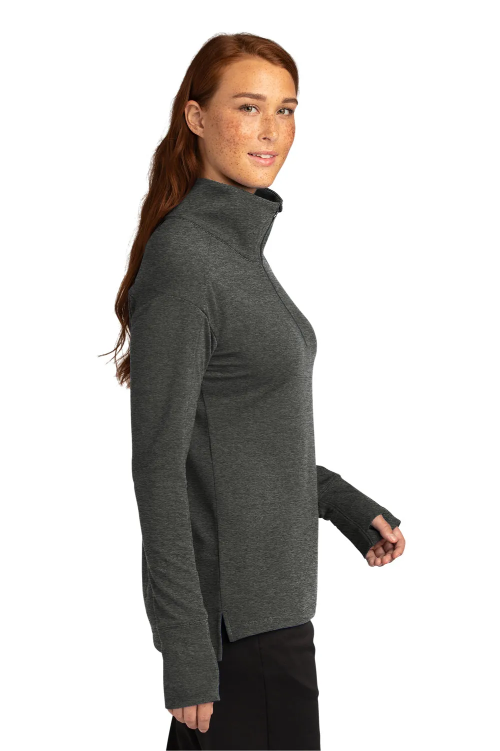 Sport-Tek Womens Flex Fleece Moisture Wicking 1/4 Zip Sweatshirt - Heather Dark Grey