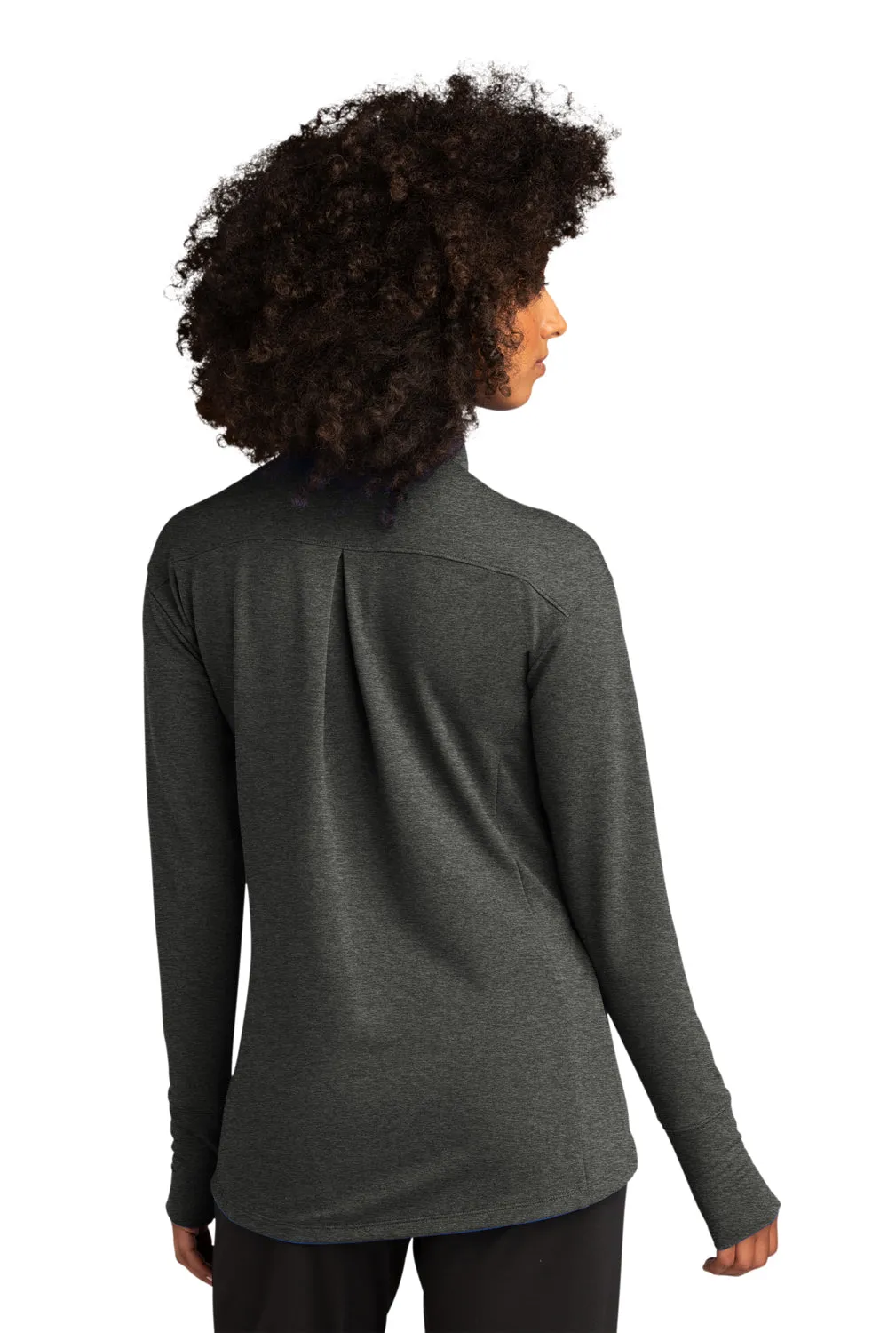 Sport-Tek Womens Flex Fleece Moisture Wicking Full Zip Sweatshirt w/ Pockets - Heather Dark Grey