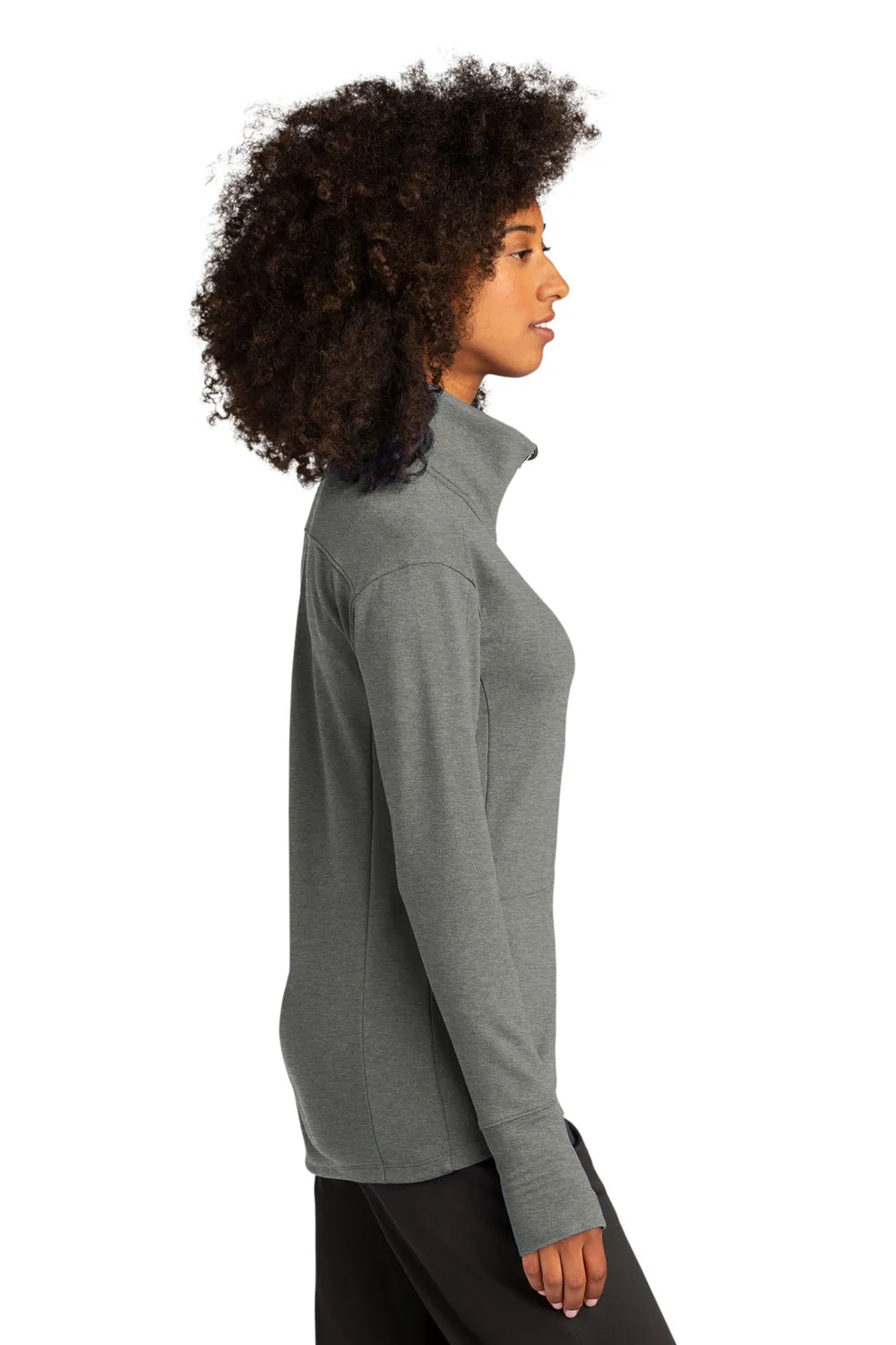 Sport-Tek Womens Flex Fleece Moisture Wicking Full Zip Sweatshirt w/ Pockets - Heather Light Grey